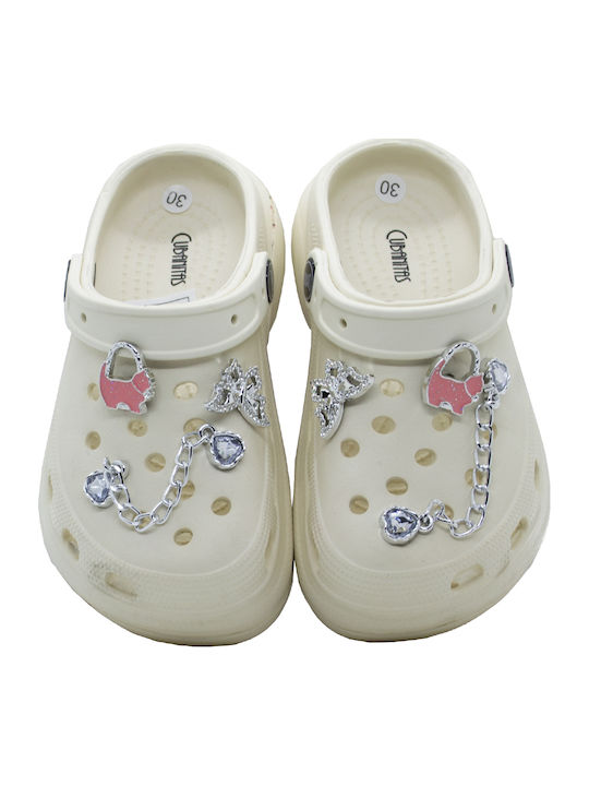 Cubanitas Kids Beach Clogs White