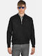 Herren Gestrickte Fleecejacke Schwarz