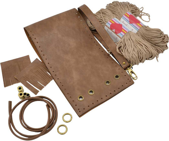 Erato Vintage Brown Wooden Handle Shoulder Bag Pouch Kit