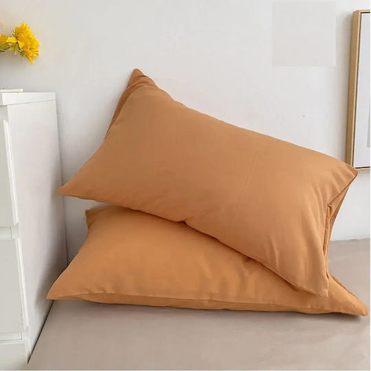 Kotonia Home Σετ Μαξιλαροθήκες με Φάσα Cocoa 70x70εκ.