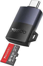 Cititor Carduri Usb Type-c La Tf 480mbps Suportă 1tb Aliaj Aluminiu Yesido Gri Cititor Carduri Usb Type-c La Tf 480mbps Suportă 1tb Aliaj Aluminiu Yesido Gri