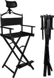 Zola Foldable Makeup Chair Headrest Footrest 140 Kg Weight Capacity Aluminum Frame 600d Oxford Fabric 54 X 57 X 148-154 Cm Black