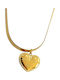 Kalliopi Silver Necklace with Heart Design from Gold Plated Steel