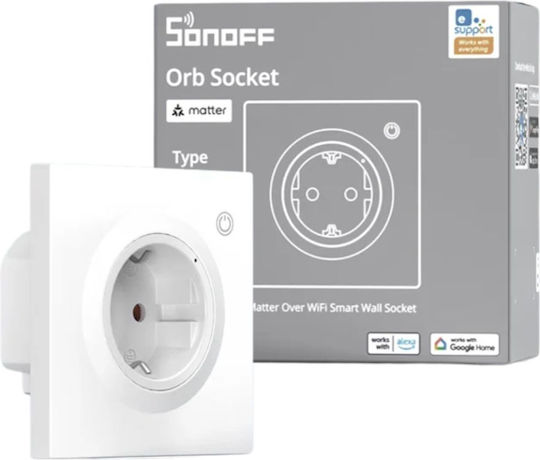 Sonoff Μονή Πρίζα Ρεύματος Wi-Fi Λευκή