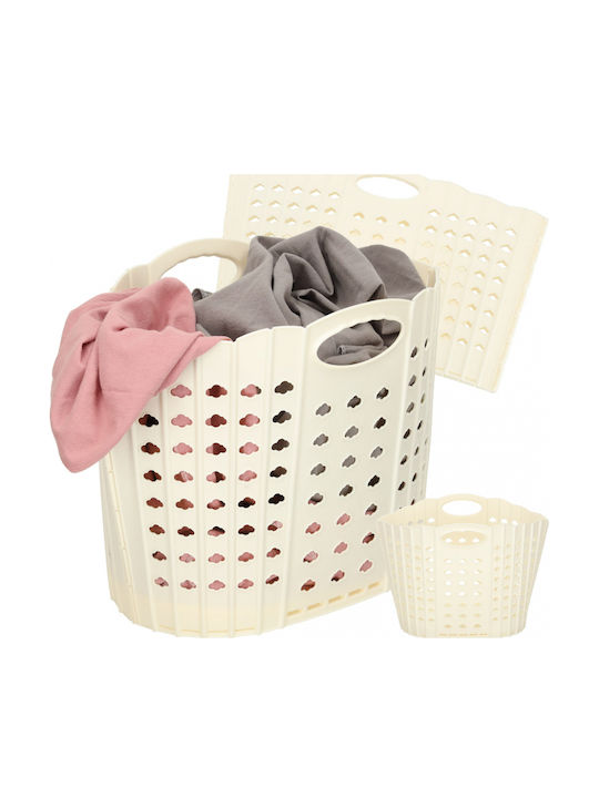 ikonka Wäschekorb Kunststoff Klappbar 42x24x29cm Beige
