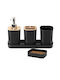 Avizar 5-piece Bathroom Accessories Set Toothbrush Holder Tumbler Black