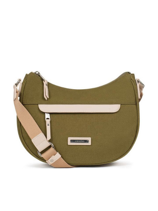 Hexagona Stoff Damen Handtasche Crossbody Grüne