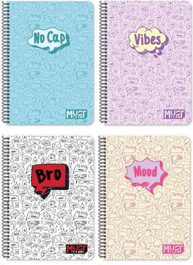 Must Team Spiral School Notebooks Ruled A4 60 Paper Sheets 2 Subjects 8 Pieces