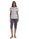 Vienetta Secret Summer Women's Cotton Grey Pyjama Set
