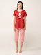 Vamp Summer Women's Pajama Set Cotton Red