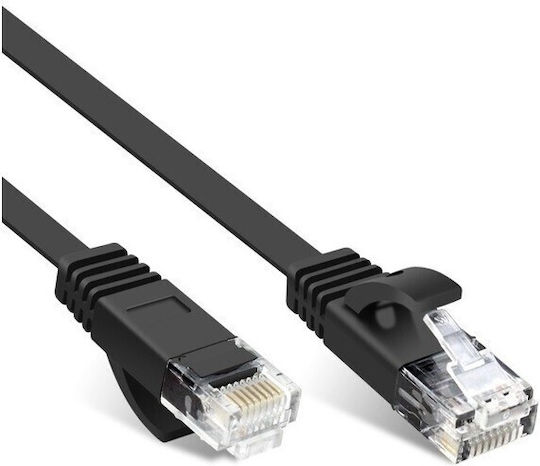 Flaches U/UTP Kat.6 (Gigabit) Netzwerkkabel Ethernet 10m Schwarzes