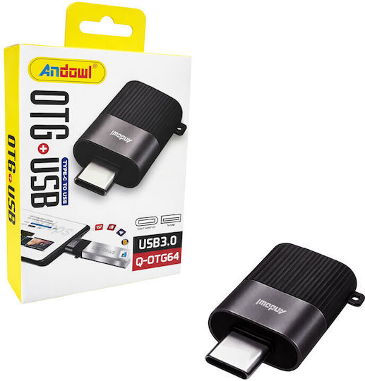 Andowl Otg Μετατροπέας USB-C male σε USB-A female Γκρι 1τμχ