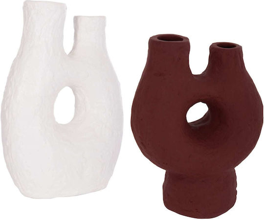 Set Ceramic Decorative Vases Orange 27x13.5xHeight 37cm 2 Pieces