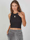 Women's Sleeveless Cotton Black Blouse