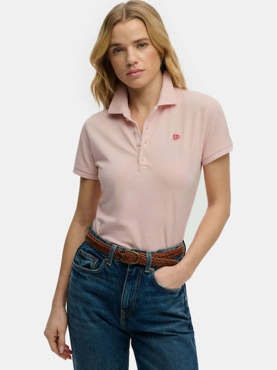 Superdry Women's Polo Short Sleeve Blouse Pink