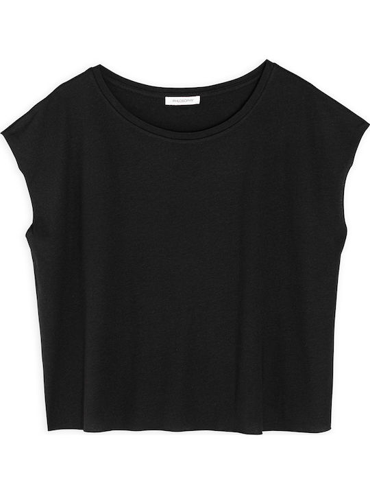 Organic Women's Crop Top Cotton Sleeveless Black