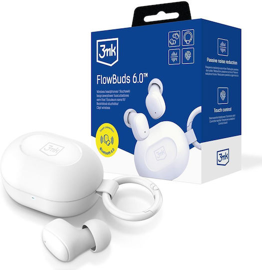 3MK FlowBuds 6.0 Bluetooth Handsfree Ακουστικά με Θήκη Φόρτισης Λευκά