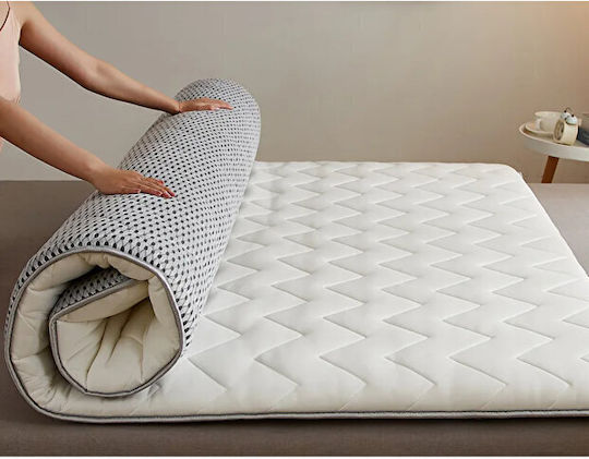 Folding Floor Mattress And Pillow-Top White 90x190x7cm
