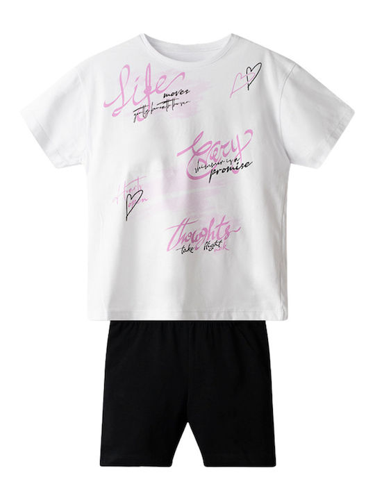 Kids Set with Leggings Summer 2 Pieces White-Black