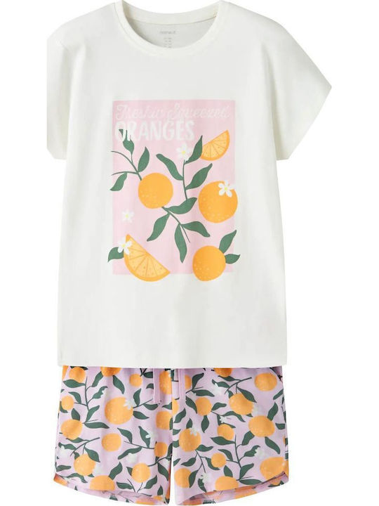 Sommer-Kinderbekleidungsset 2 Stück Weiß/Lila