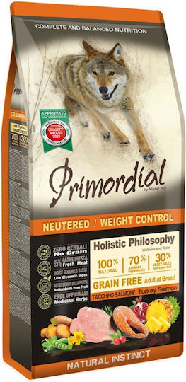 Primordial 12kg Ξηρά Τροφή Διαίτης, χωρίς Σιτηρά Στειρωμένων Σκύλων με Γαλοπούλα, Σολομό, Λαχανικά, Ρόδι, Συκώτι, Κρέας και Κοτόπουλο