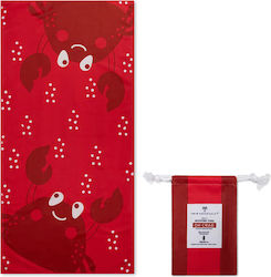 Swim Essentials Παιδική Πετσέτα Θαλάσσης Microfiber Red – Crabby 135x65 Cm