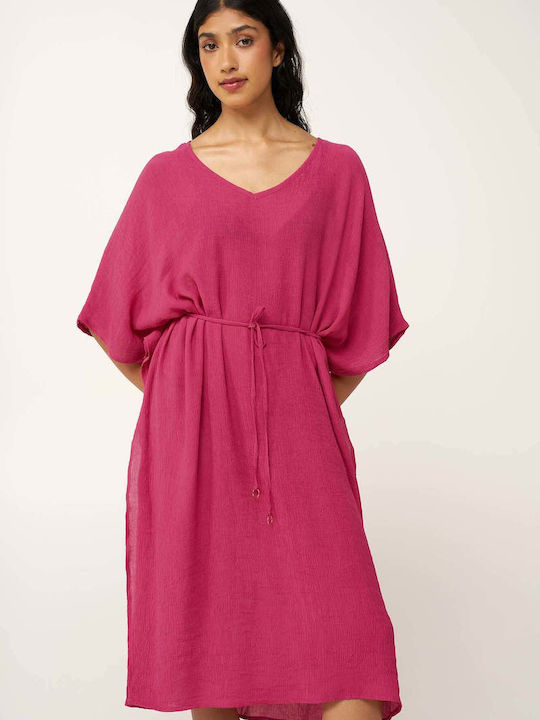 Sommer Midi Kobi­ne­zón Damen­kleid Fuchsie Peony