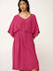 Sommer Midi Kobi­ne­zón Damen­kleid Fuchsie Peony