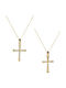 Polytimo Women's Gold Cross 14K Double Sided with Chain