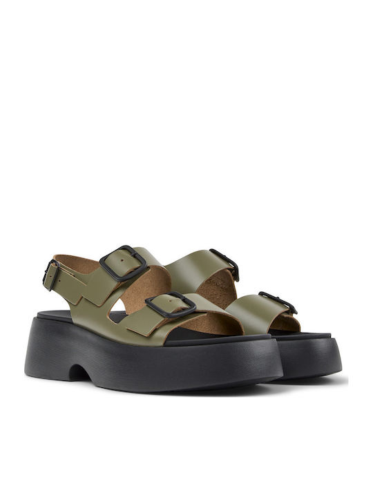 Camper Tasha Δερμάτινα Γυναικεία Σανδάλια Πράσινα