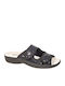 Leder Flache Sandalen für Damen Schwarz