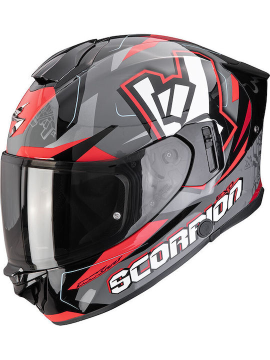 Scorpion Exo 530 Air Rok Grey/Black/Red Motorcycle Helmet Full Face ECE 22.06 1650gr with Pinlock and Sun Visor
