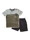 Enrico Coveri Sommer Herrenpyjama Bluse Grau