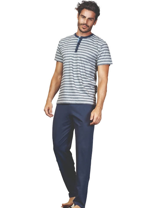 Enrico Coveri Sommer Herrenpyjama Hose Marineblau