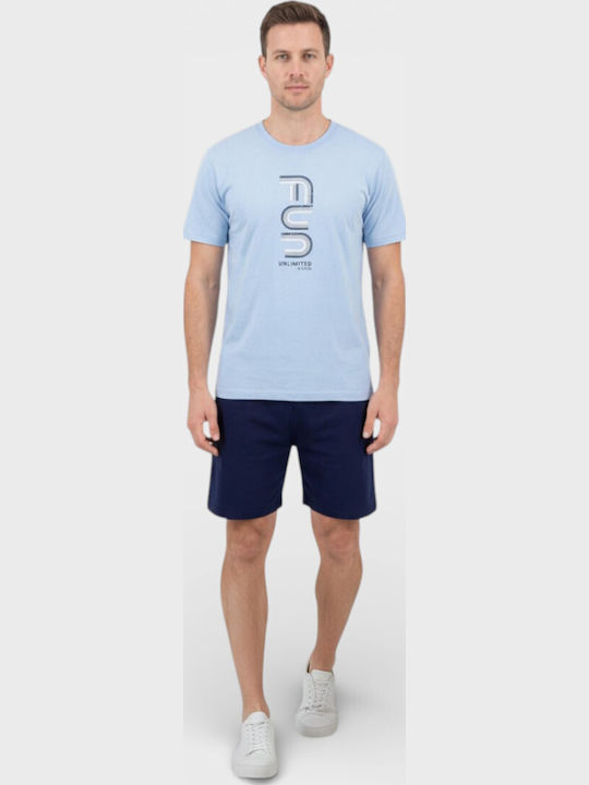 Men's Pyjama Nina Club Cotton Summer Fun Light Blue Nc26739-1-light blue