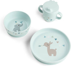 Done by Deer Feeding Set Made of Plastic with Anti-Slip Base Blue 3pcs