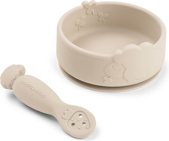 Done by Deer Silicone Feeding Set with Anti-Slip Base Beige 3pcs