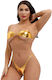 Sexy Solid Tube Top Bikini Swimsuit Gold