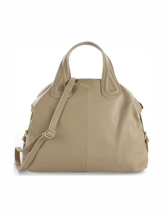Δερμάτινη Γυναικεία Τσάντα Tote Χειρός Taupe