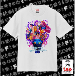 Kpop Demon Hunters Huntrix Classic T-shirt Double Stitching Without Side Seams White 100% Cotton Vegan & Oeko-tex Certified
