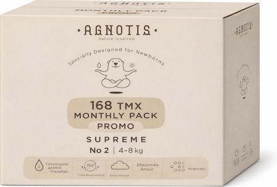 Agnotis Tape Diapers Supreme No. 2 for 4-8kg 168 Pieces
