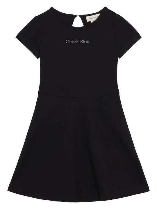 Punto Girls Dress Short Sleeve Black