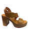 Leather Sandals Tabac Brown