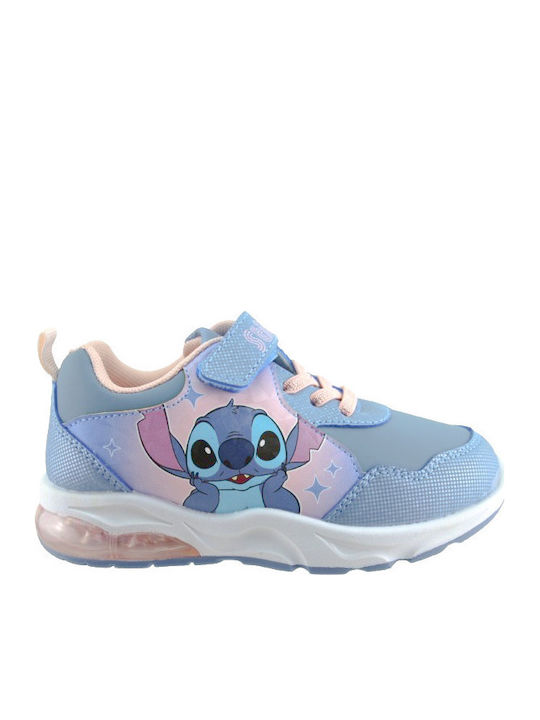 Disney Stitch Kids Sneakers with Hoop & Loop Closure Light Blue