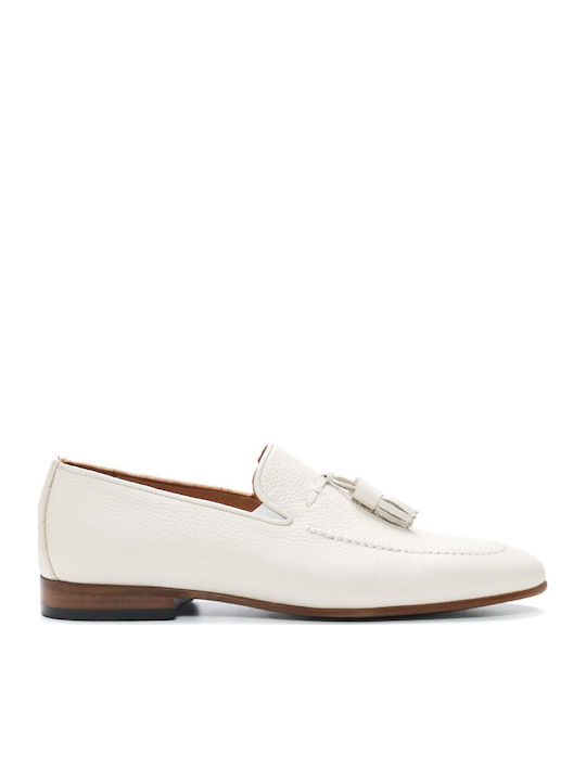 Δερμάτινα Ανδρικά Loafers σε Λευκό Χρώμα