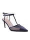 Heels with Strap & Thin Medium Heel Black