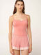 Pink Tan Damen T-Shirt mit Spaghetti-Träger