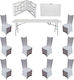 Set De Mobilier Pentru Catering Eveniment Raki Masă Pliabilă De Tip Valiză Dreptunghiulară 244x76xh74cm 10 Scaune 44x42xh92cm Huse Textile Plastic Metal Alb