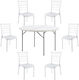 Set De Mobilier Pentru Catering Eveniment Raki Masă Pliantă Rotundă Tip Valiză D122xh74cm 6 Scaune 44x42xh92cm Plastic Metal Alb