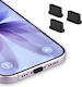 Protectoare Capac Port Usb-c Bizon Dop Praful Port Tip C Dispozitive Negre Set 3 Bucăți